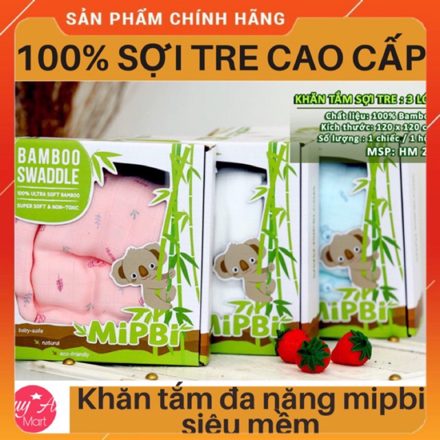 Khăn tắm đa năng sợi tre 3 lớp mipbi cao cấp 100% sợi tre