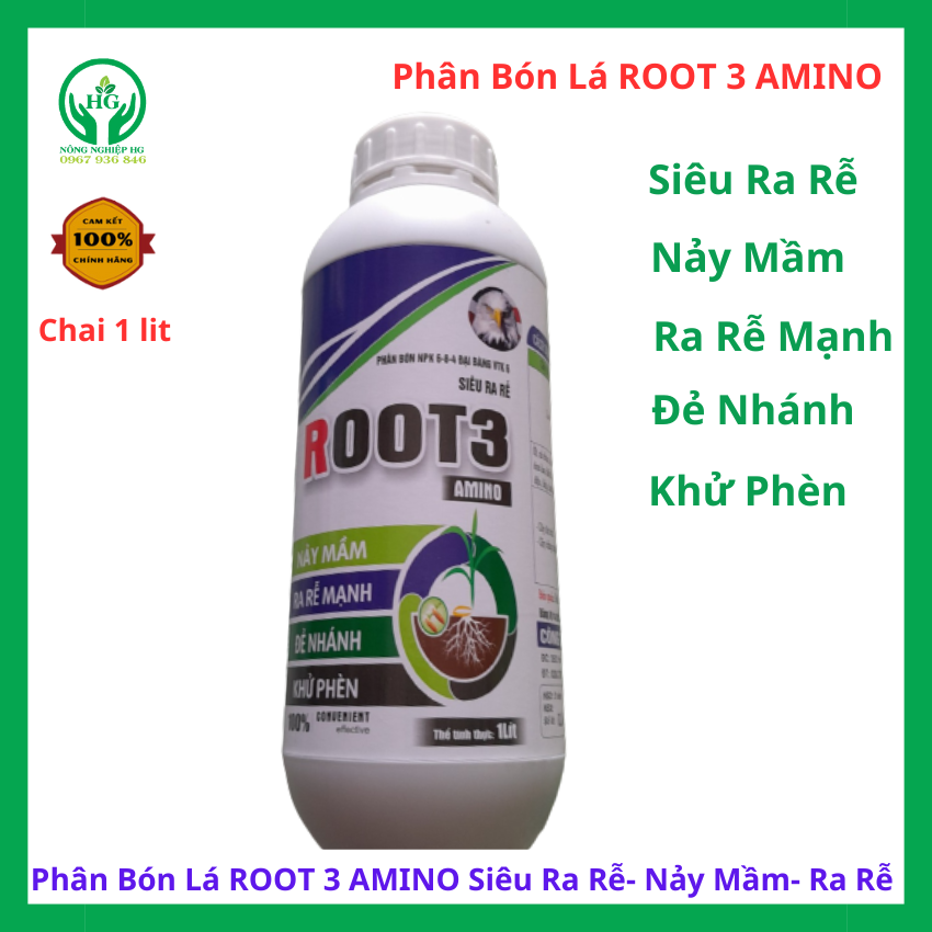 Phân bón lá root 3 amino siêu ra rễ- nảy mầm- ra rễ mạnh- đẻ nhánh- khử phèn,( nông nghiệp hg