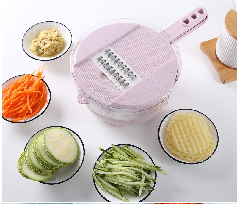 Bộ Thau Rổ Đa Năng 8 chức năng thái lát bào sợi rau củ quả, dụng cụ cắt lát đa năng tiện dụng