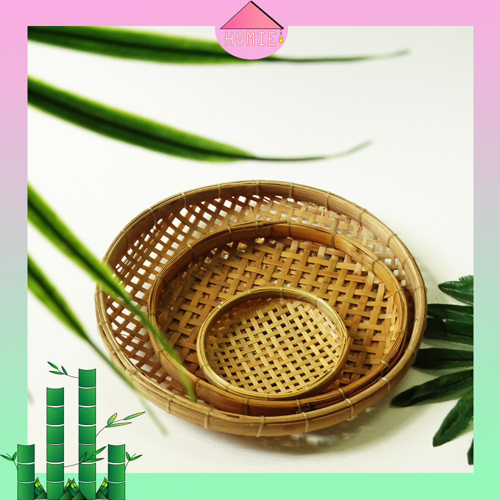 Sàng gạo tre nhỏ phụ kiện trang trí đa năng