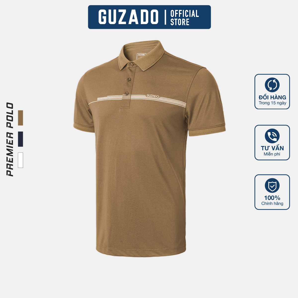 Áo Polo Nam Thiết Kế Cao Cấp Lịch Lãm, Họa Thiết Sang Trọng Vải Lacoste Thấm Hút Co Giãn Mềm Nhẹ GPS206 Thương Hiệu GUZADO