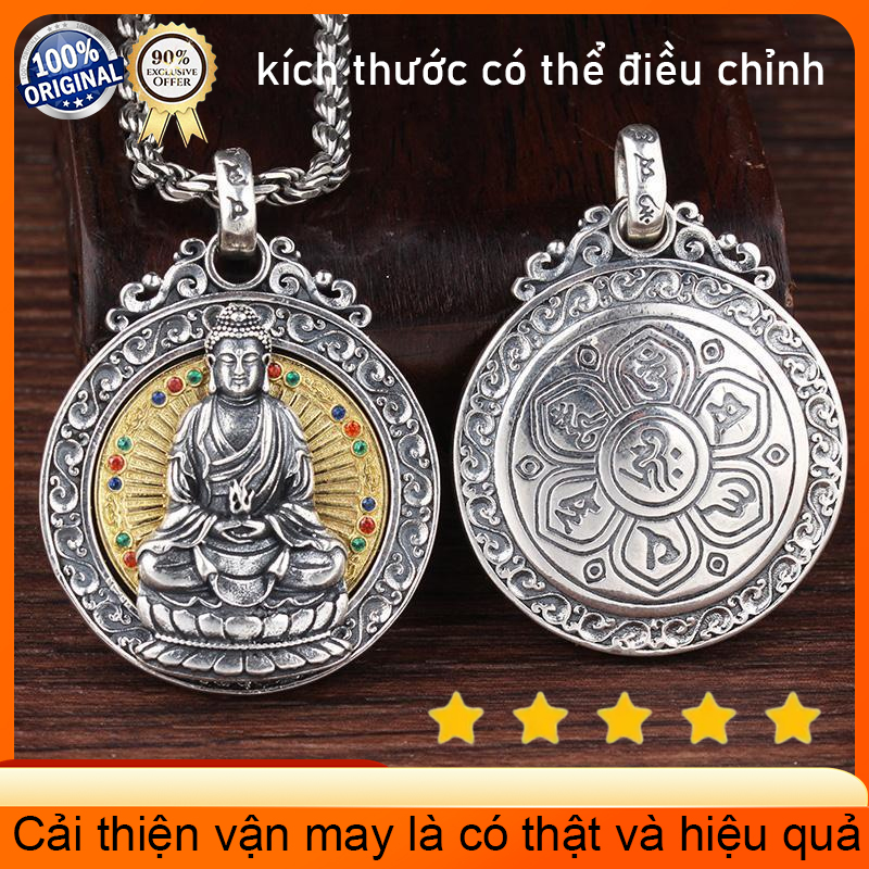 Mặt dây chuyền hộ mệnh phật a di đà bằng bạc ý s925 mặt dây chuyền bùa hộ mệnh nam nữ may mắn chính hãng 100%