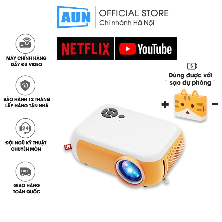 ☢✸ Máy chiếu mini AUN C40s hỗ trợ video HD và kết nối với điện thoại laptop máy tính