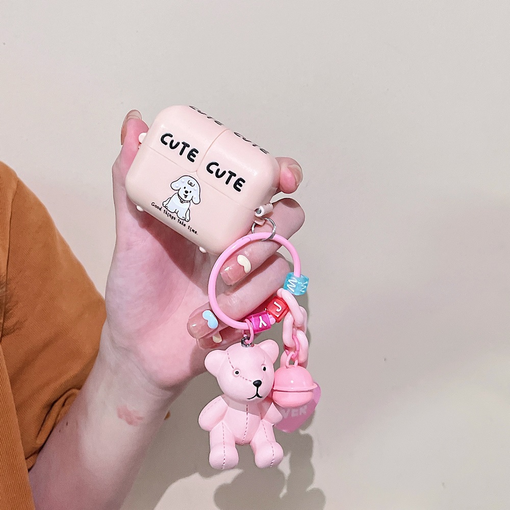 ins Chó Hoạt Hình Dễ Thương Cho Airpods Ốp Cho Airpods 1/2/3 Airpods Pro Vỏ Ốp Nảy Với Mặt Dây Chuyền Họa Tiết Chanel Vỏ Silicon Mềm