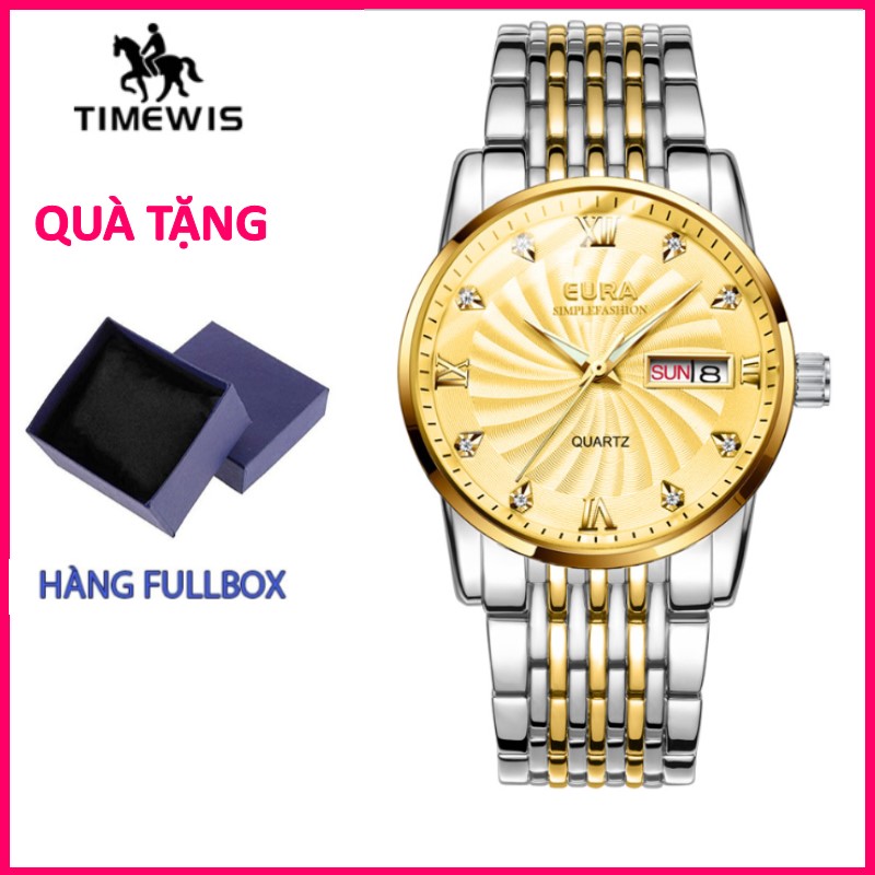 [HCM]( Xả hàng cuối năm) Đồng hồ nam EURA mặt kính Sapphire đính kim cương phong cách thời trang lịch lãm Kiểu dáng sang trọng dây thép chống gỉ chống nước Tặng hộp full box
