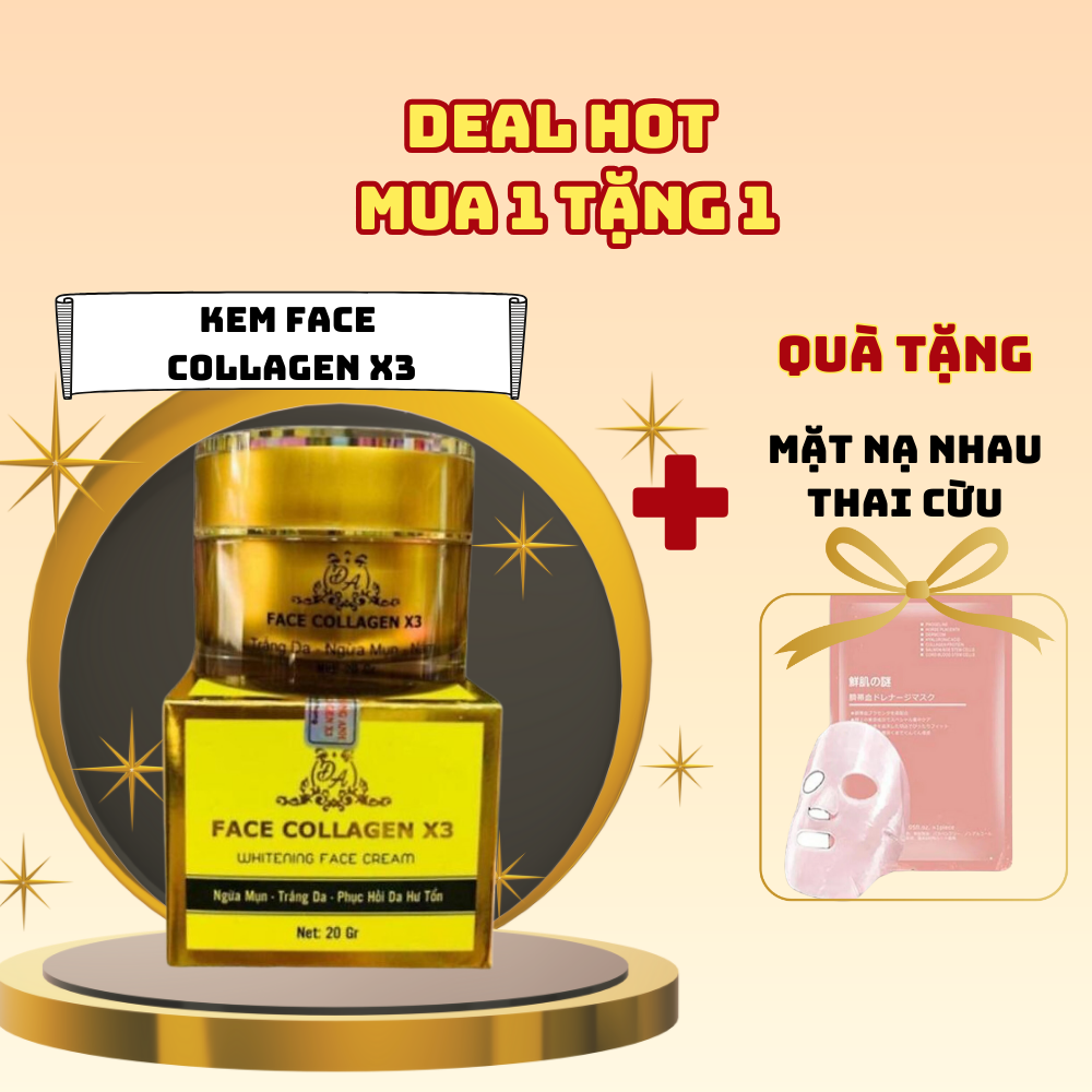 KEM FACE COLAGEN X 3 giúp da trắng sáng + Tặng nạ nhau thai cừu