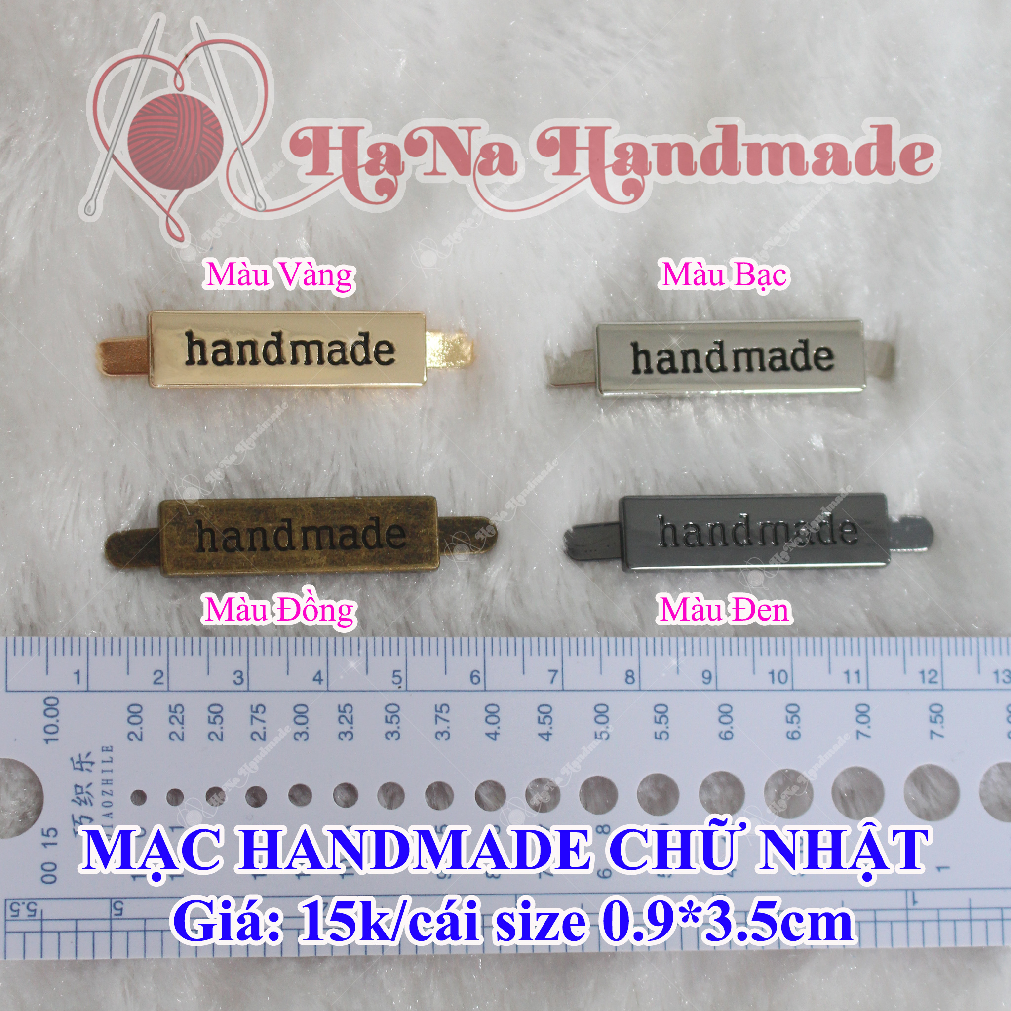 Mạc handmade kim loại ghim chữ nhật (15k/cái)