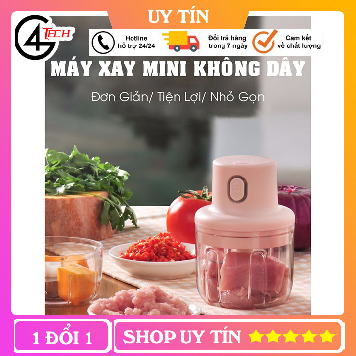 Máy xay đa năng, máy xay sinh tố mini cầm tay sạc pin , máy xay gia vị tỏi ớt tiện lợi hơn máy xay tỏi ớt kéo dây- Máy xay thịt cá ,rau củ quả các loại, máy xay hoa quả, xay đá, xay thức ăn cho bé ăn dặm