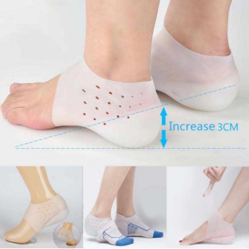 Cặp đệm gót chân tăng 3cm chiều cao silicon chống trượt Tất độn gót chân tăng chiều cao bí mật của các siêu sao