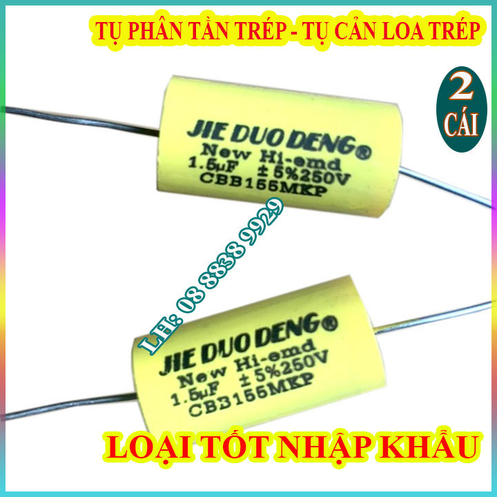 2 tụ chống cháy loa treble 1,5mf 250v vàng - tụ phân tần trép - giá 2 chiếc