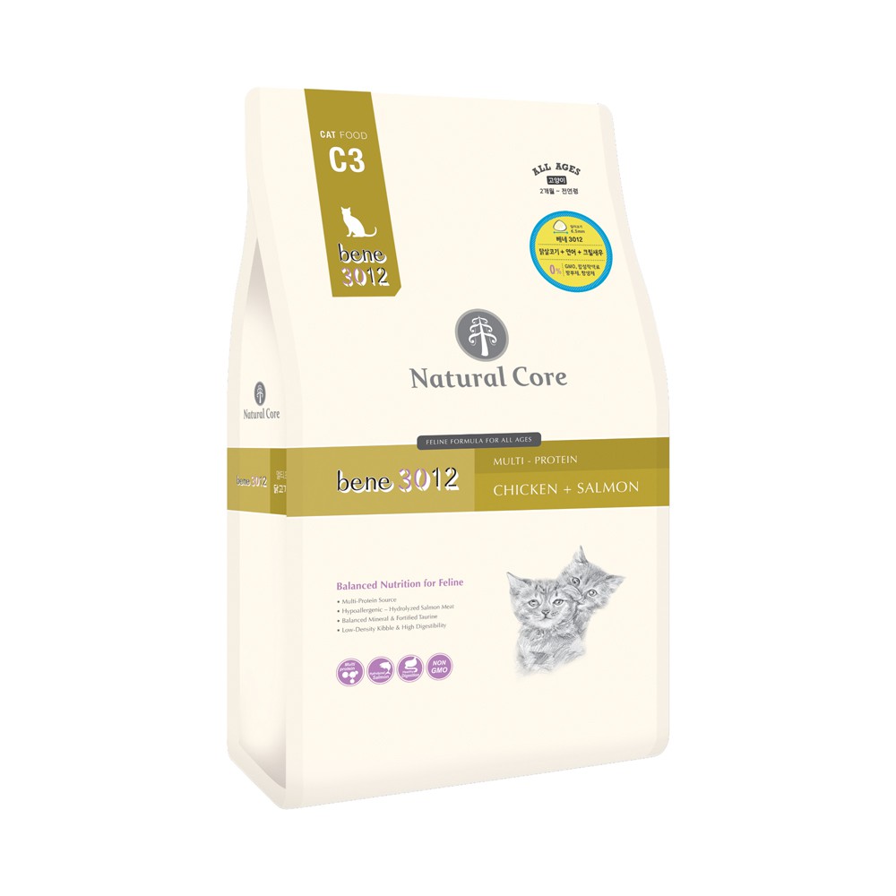 "Hoàn tiền đến 10%" Hạt Natural Core C3 Bene 3012 cho mèo trưởng thành vị Thịt gà và cá hồi