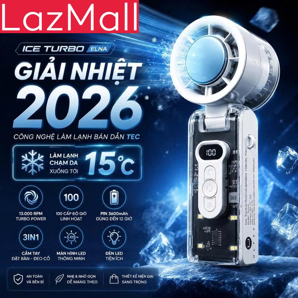 Festival Season Sale Lazmall Fc8 Transparent Handheld Cooler Fan, 100 Wind Speeds, Integrated Led Light, Convenient Folding, Comes with a Strap