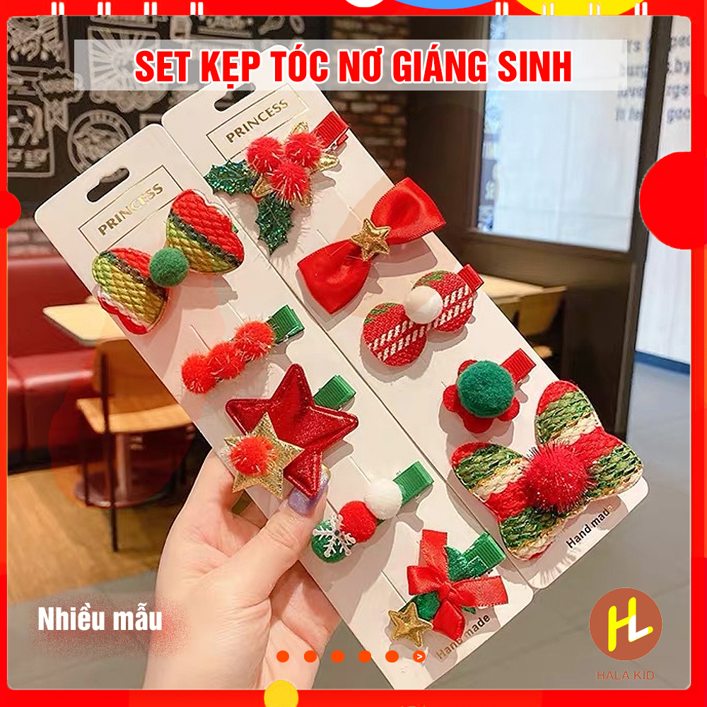 Set 5 kẹp tóc nơ giáng sinh nhiều mẫu đáng yêu cho bé, kẹp tóc noel