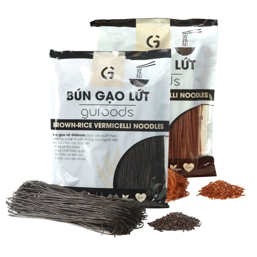 Combo 2 túi Bún gạo ăn kiêng GUfoods (Mix lứt đen lứt huyết rồng) - Giảm cân Thực dưỡng Eat clean (mỗi túi 250g/500g)