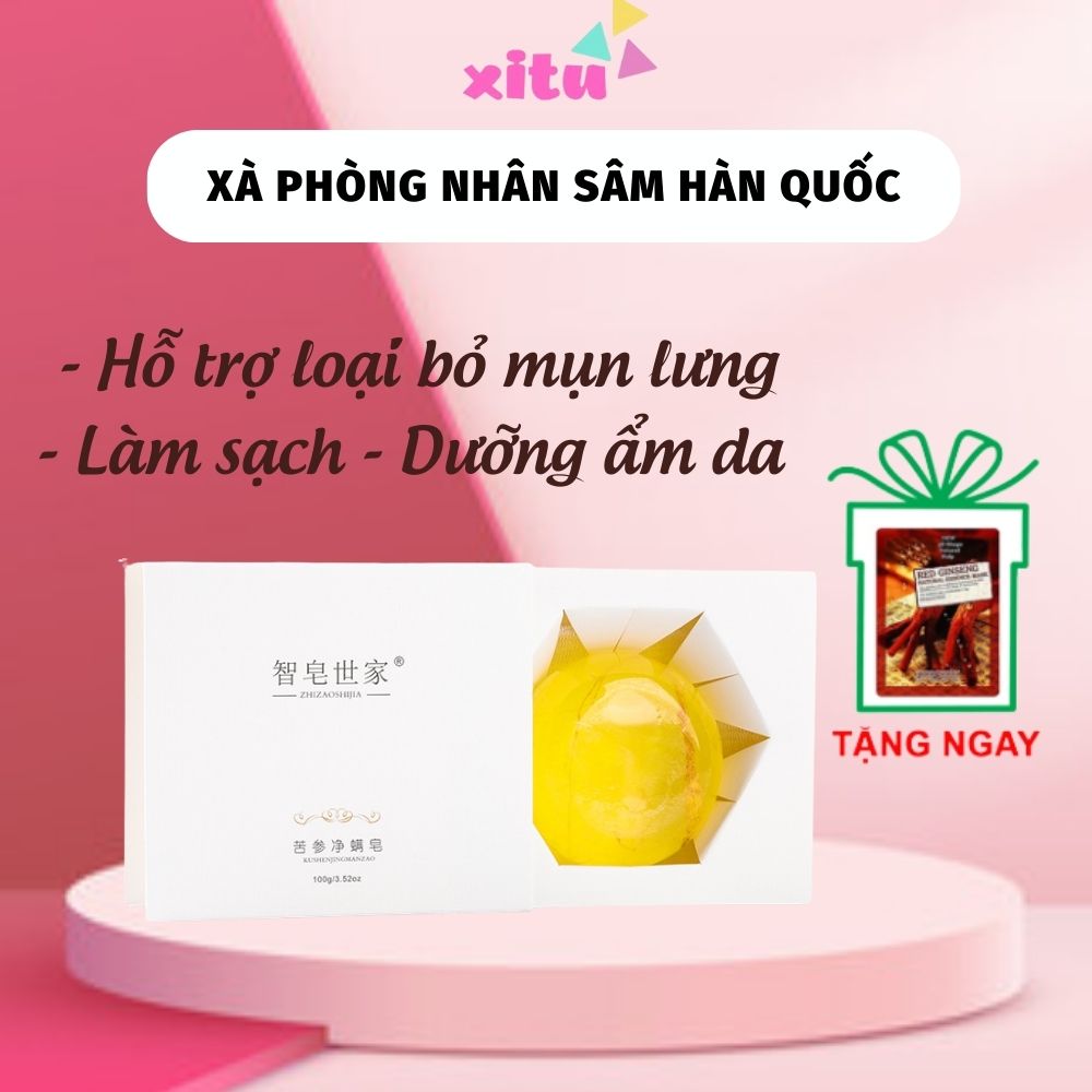 Xà phòng hồng sâm Hàn Quốc, Loại bỏ Mụn - Thâm - Tẩy Da Chết - giúp Trắng Da, loại bỏ mụn lưng, Xà phòng mụn lưng, xà bông tắm, xà phòng dưỡng da Hàn Quốc, dưỡng ẩm da, tắm trắng body
