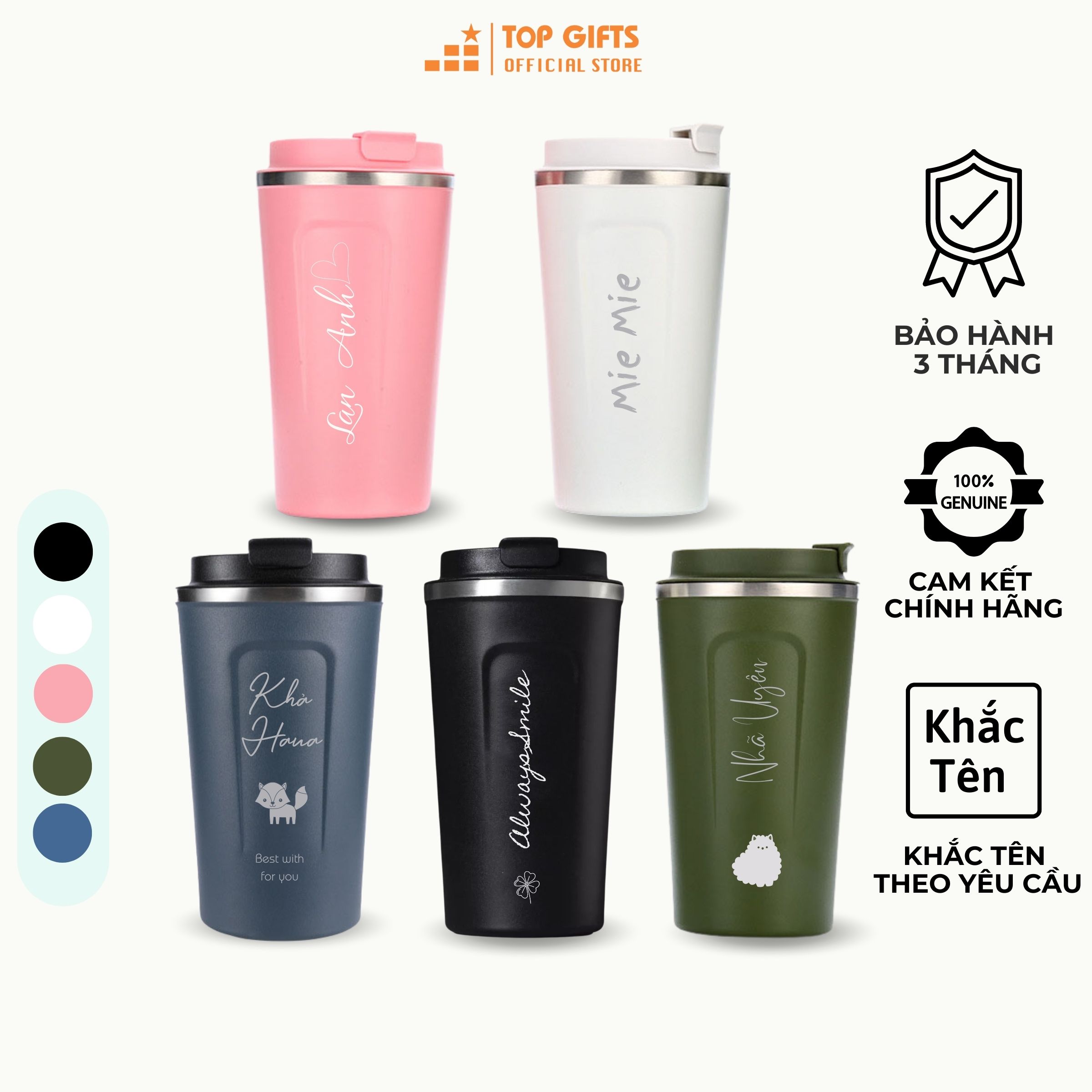 Ly giữ nhiệt, cốc giữ nhiệt Free Khắc tên Coffee Holic cao cấp inox 304 an toàn sức khoẻ từ 6-12 tiếng