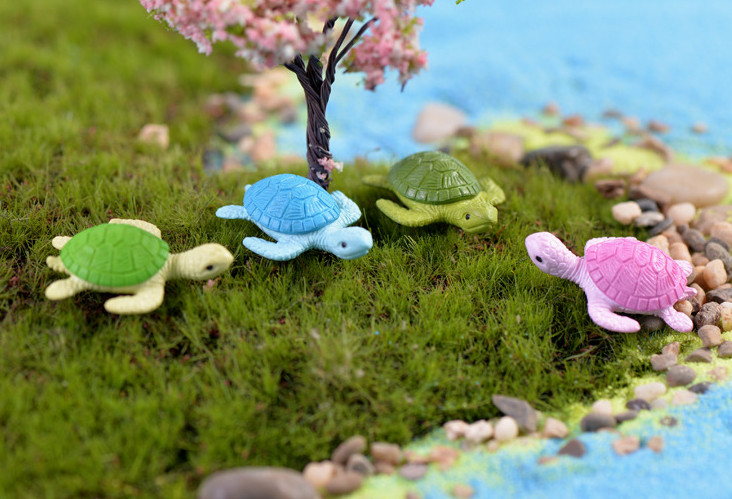 Mô hình rùa nhựa nhiều màu trang trí tiểu cảnh, sen đá, chậu cây, bể cá, thủy sinh, terrarium, bánh kem, quà tặng