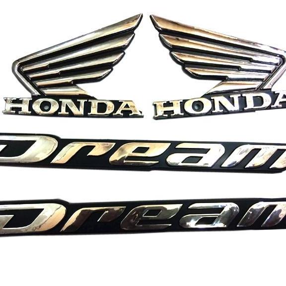 Bộ tem honda Dream vàng chữ nổi 4 miếng
