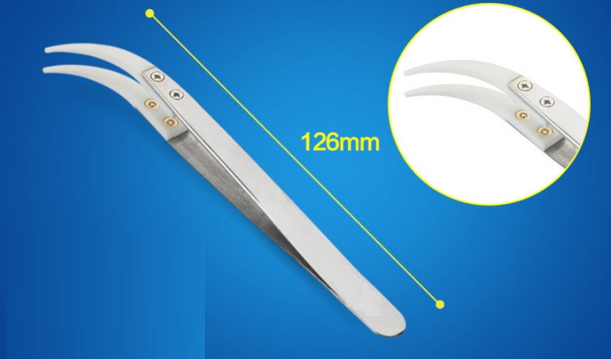 Nhíp Inox đầu Nhọn Cong gốm sứ Chịu Nhiệt, dụng cụ không gỉ