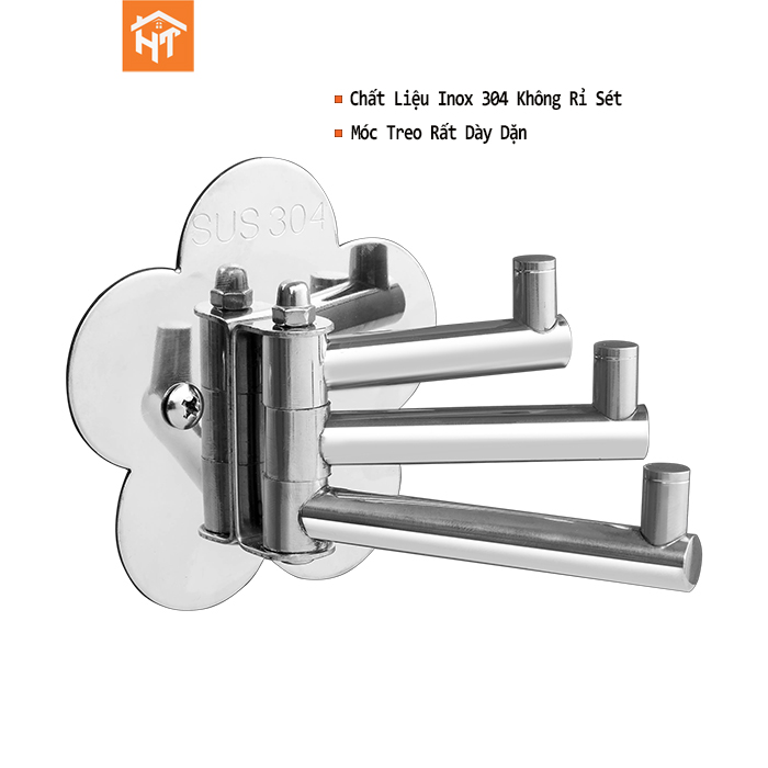 Móc treo áo 3 chấu inox sus 304 sáng bóng & cao cấp & bảo hành 1 năm
