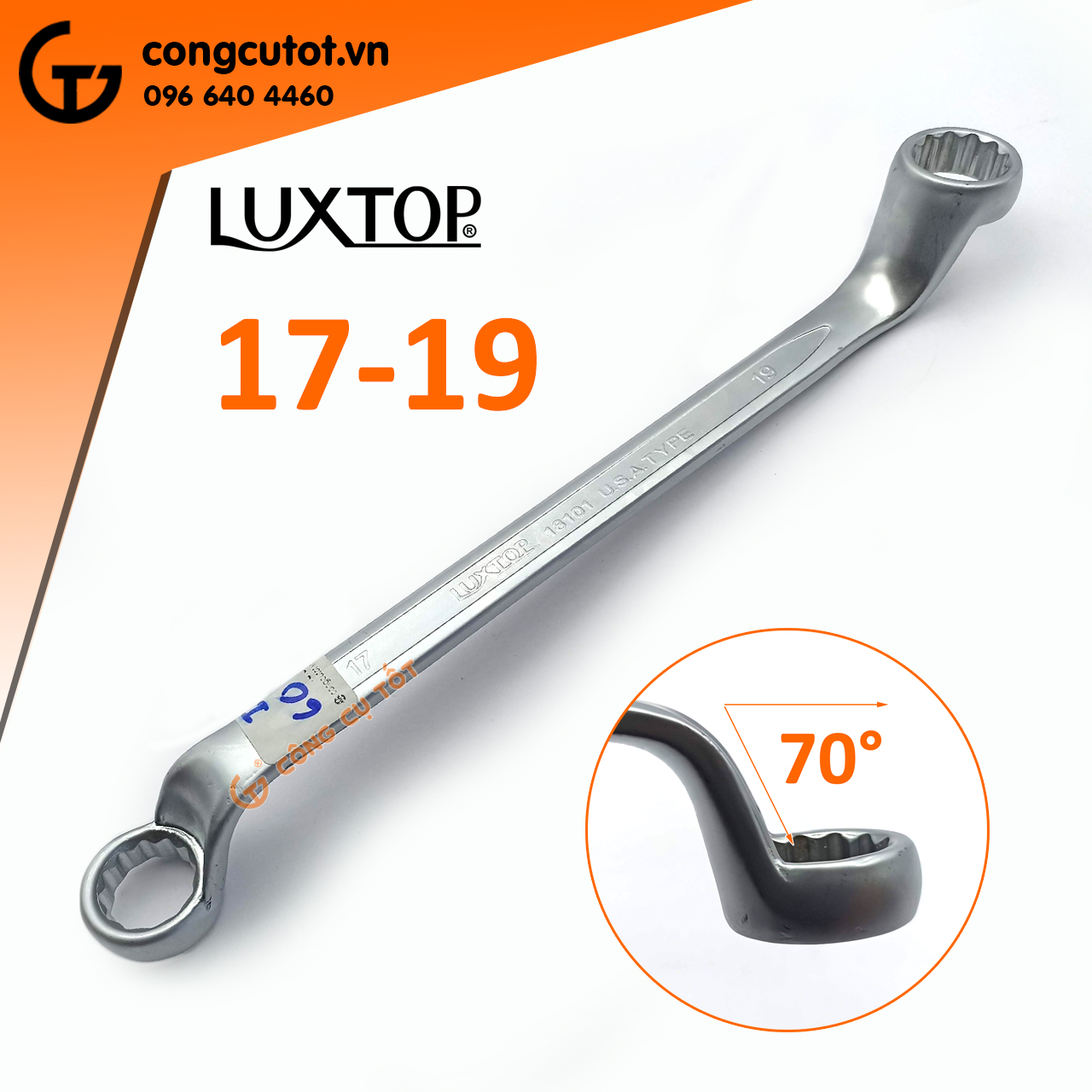 Cờ lê 2 đầu vòng luxtop 17-19mm