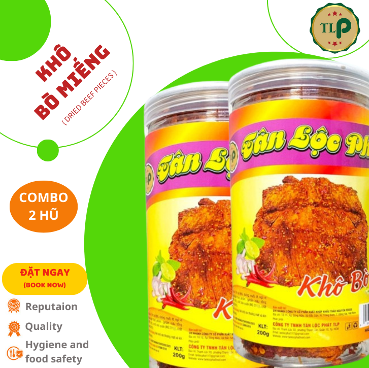 Khô bò miếng tân lộc phát combo 2 hũ - mỗi hũ 200g