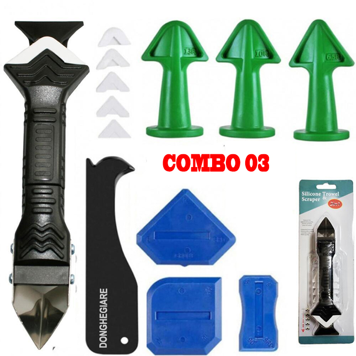 Bộ Dụng Cụ Miết Keo Silicon Xây Dựng Dao Cạo Cắt Keo Silicon Dụng Cụ Chà Ron Mạch Trét Keo Gạch Cửa Nhôm Kính