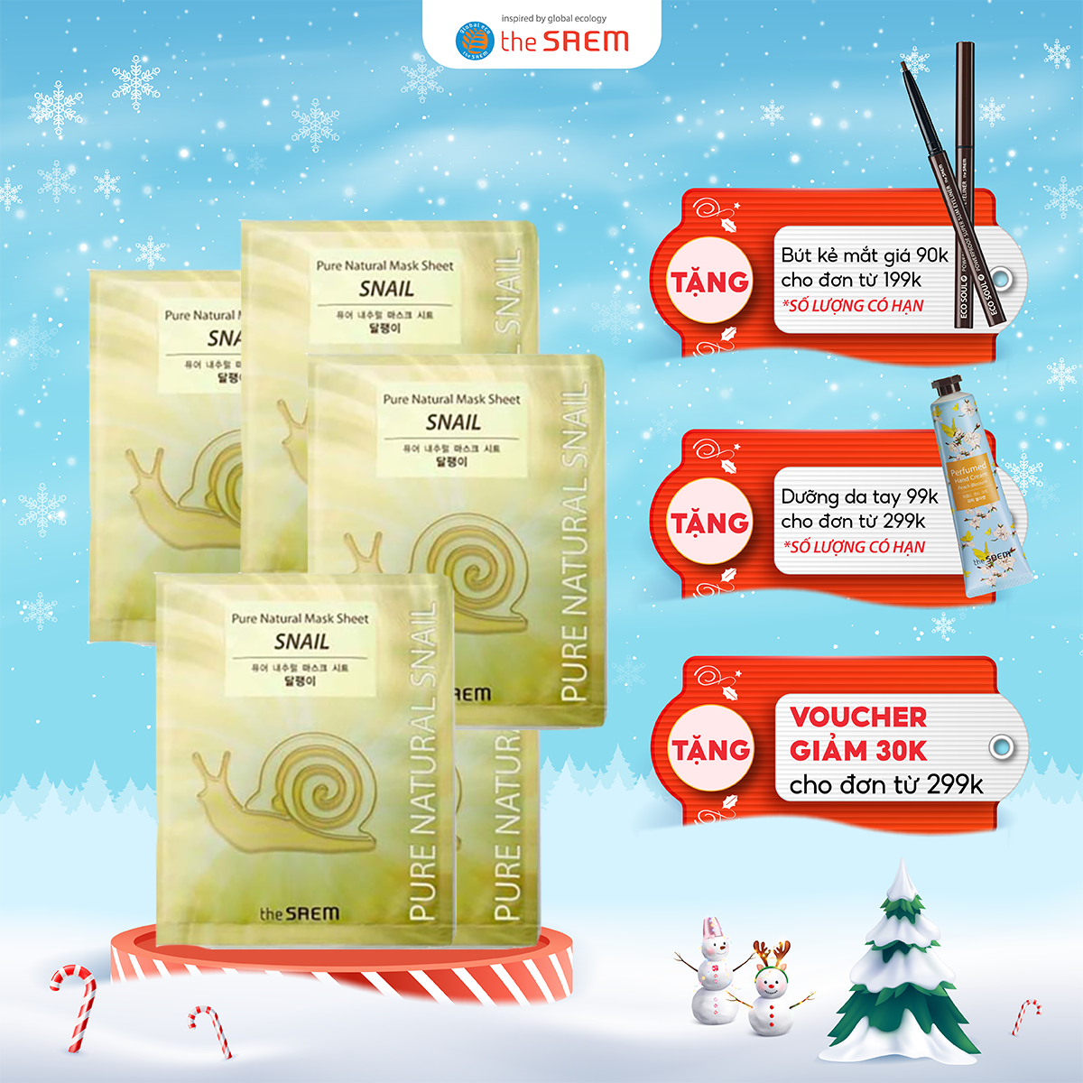Mặt Nạ Giấy Dưỡng Trắng - Giữ Ẩm The Saem Pure Natural Mask Sheet 20ml