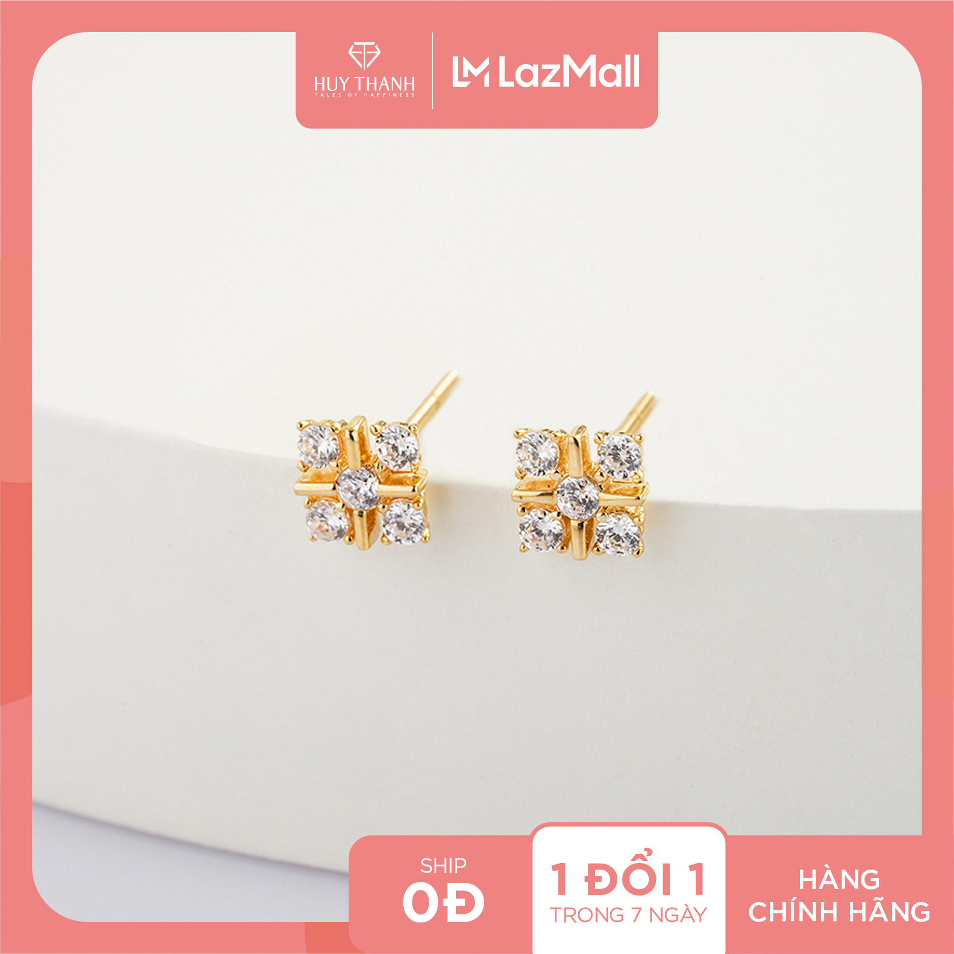 Bông tai nữ vàng 14k btam69 huy thanh jewelry