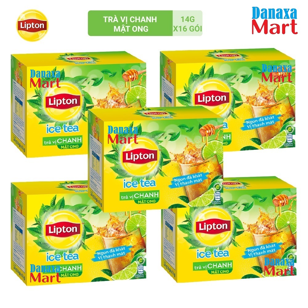 Combo 5 hộp trà lipton ice tea vị chanh mật ong