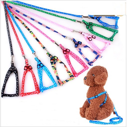 Dây dắt chó mèo kèm dây yếm đai yên ngựa (2 size) Dây xích chó mèo bằng vải loại 1 lớp