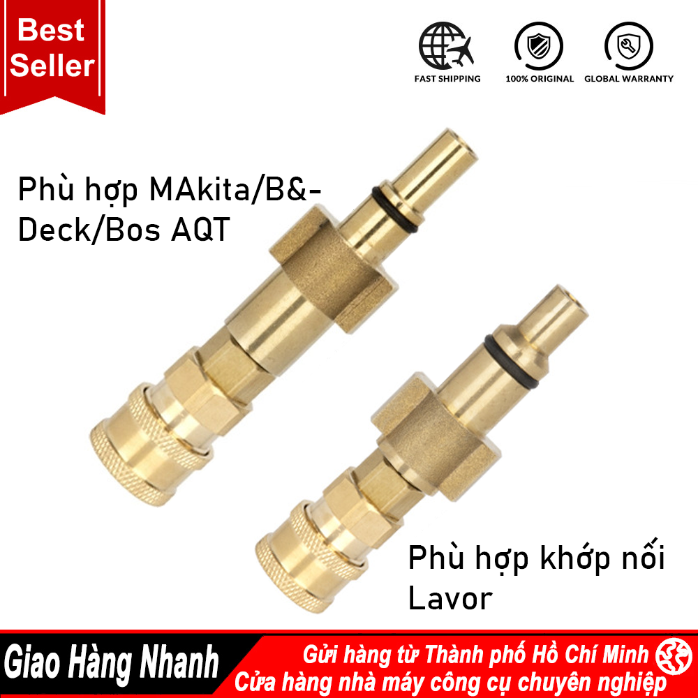 Khớp chuyển sung xịt các hãng Châu Âu ra đầu cái nối nhanh 1/4" để gắn béc phun màu, bình bọt tuyết