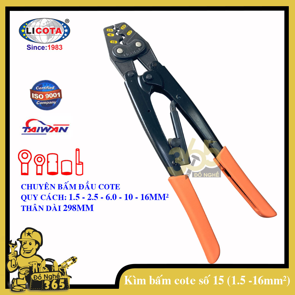 Kìm bấm đầu cote số 15 Licota , kìm bấm cos, kìm ép cos cao cấp