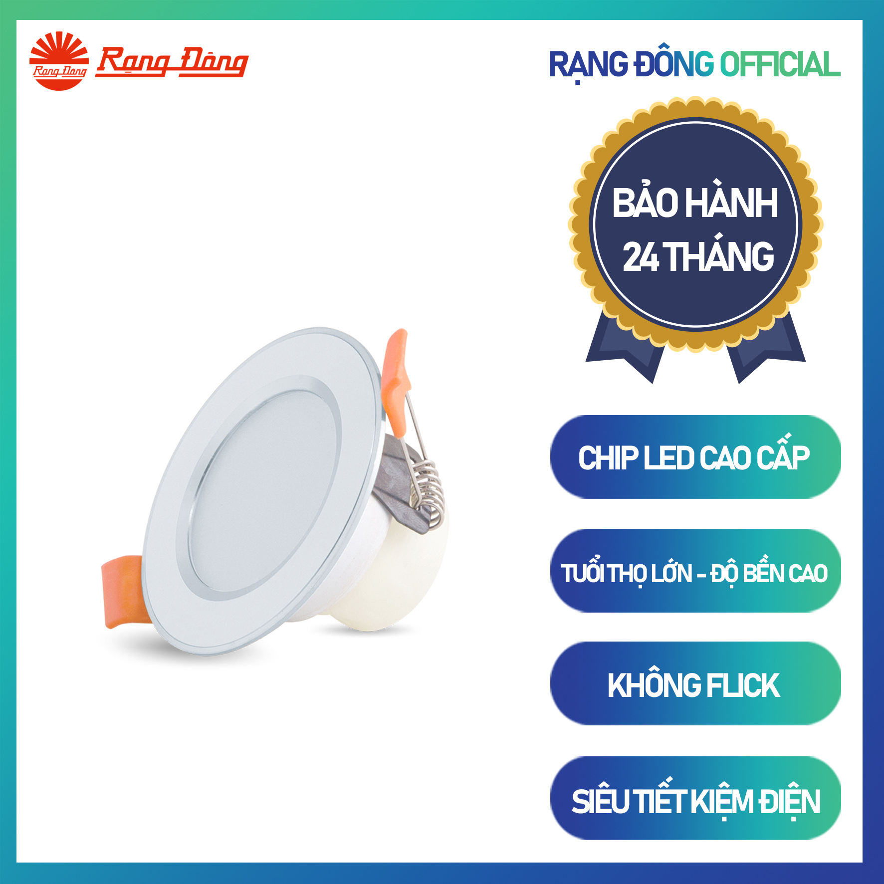Đèn LED âm trần Downlight đổi màu AT10 ĐM 60/3W Chính hãng Rạng Đông Siêu tiết kiệm điện Dễ dàng lắp đặt Tuổi thọ cao Cho dải ánh sáng đẹp