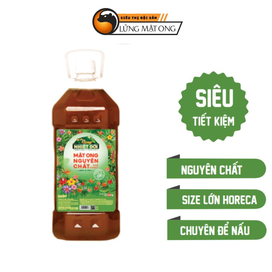 Mật ong rừng, mật ong nguyên chất Rừng Nhiệt Đới nguyên chất can 2.8kg - Nấu là Ngon, pha là Tuyệt. Chuyên dành cho nấu ăn và pha chế -  Date mới nhất - Hàng chính hãng từ công ty - Tốt cho sức khoẻ