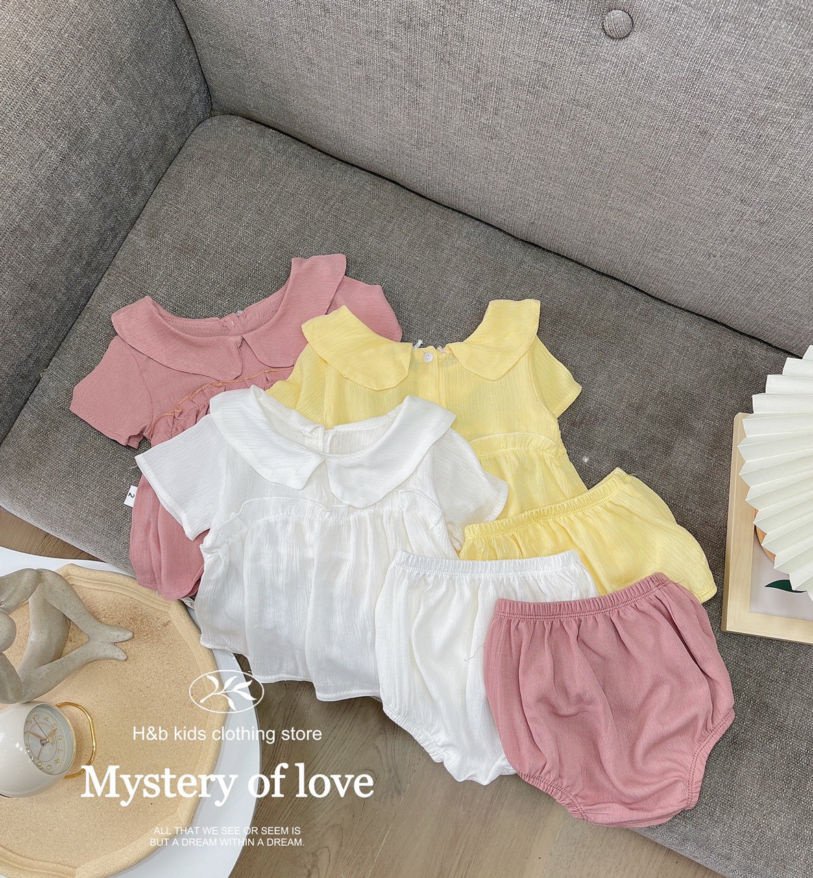 Bộ Babydoll cổ sen chip siêu đáng yêu cho bé BB3CSC4