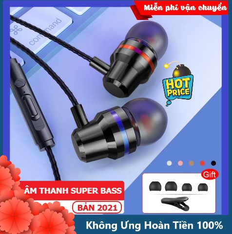 Tai nghe nhét tai 8D Super Bass EV2020 âm thanh khủng, nghe nhạc, giải trí, tai phone cho điện thoại, máy tính có mic đàm thoại chơi game cực đã tương thích cả android và ios