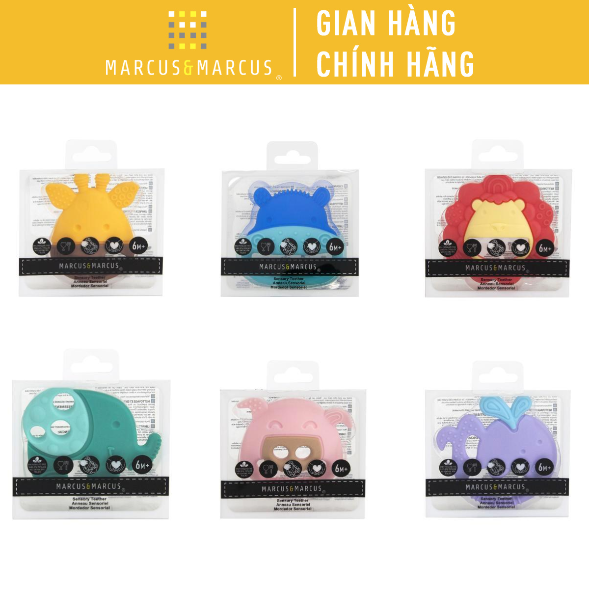 Đồ gặm nướu silicon sensory marcus & marcus, cho bé từ 6 tháng