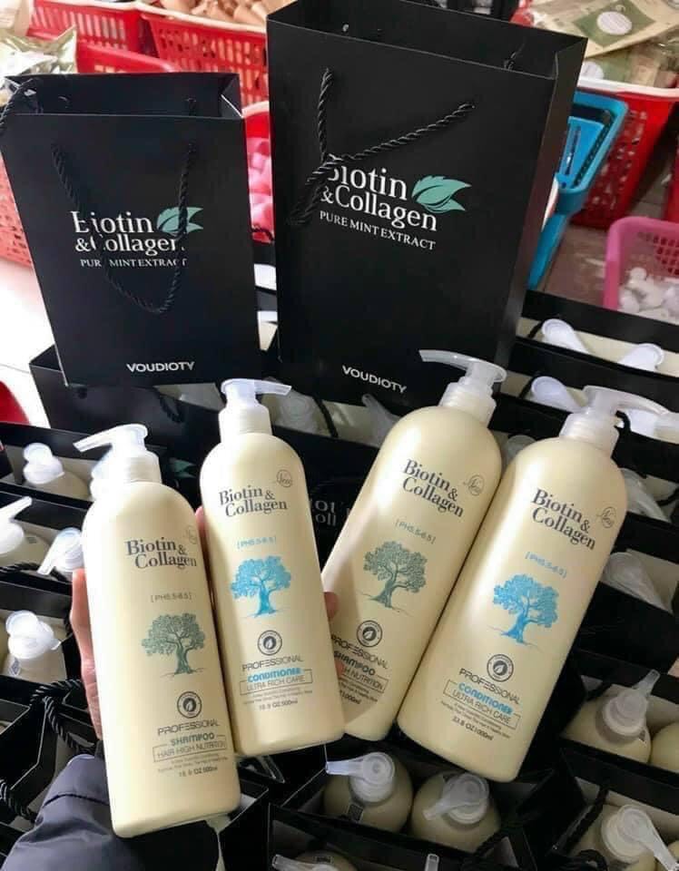 Cặp dầu gội xả Biotin collagen trắng