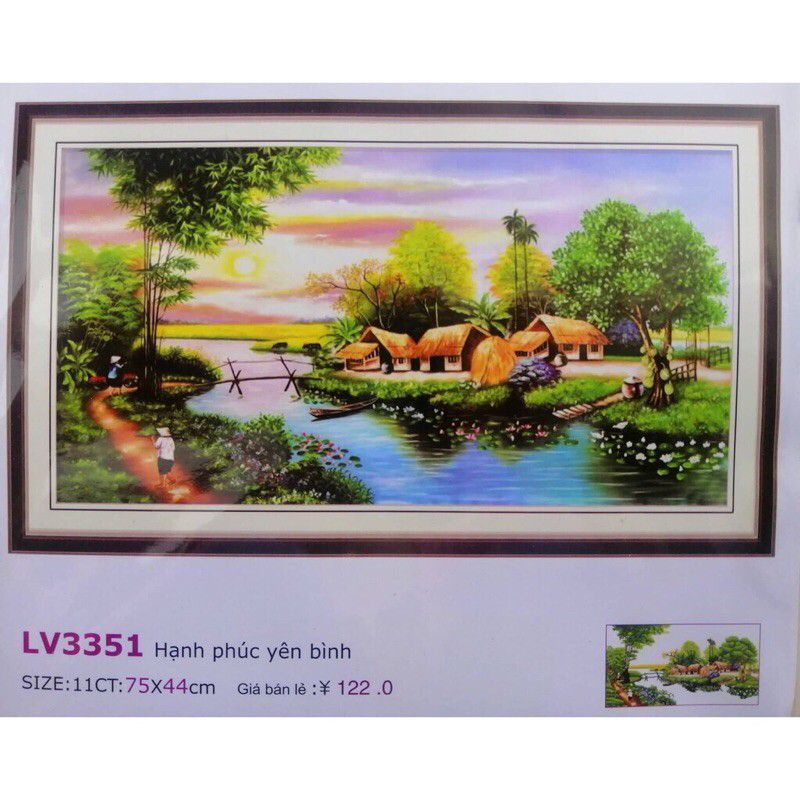 Tranh thêu chữ thập Phong cảnh Làng Quê LV3351
