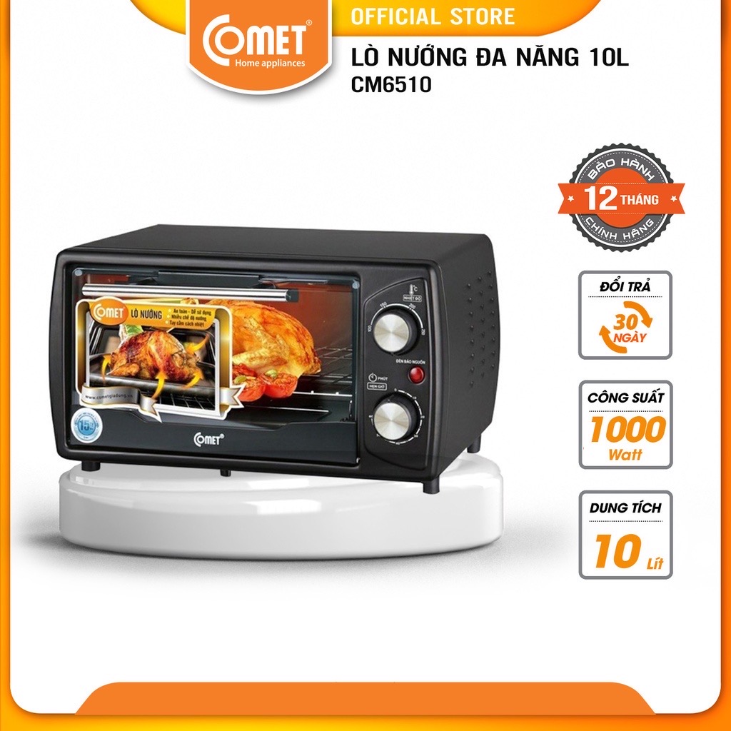 Lò nướng điện đa năng COMET - CM6510 - 10L (Đen) - Hàng Chính Hãng - BH 12 Tháng