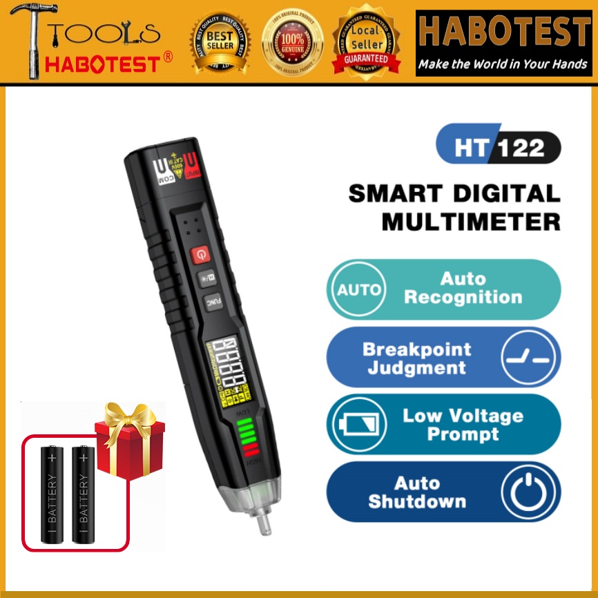 Đồng hồ vạn năng kỹ thuật số loại bút habotest ht122a máy đo đa năng cầm tay thông minh máy đo ncv màn hình lcd rms thật 4000 số đếm máy kiểm tra bút vôn kế máy kiểm tra tần số điện dung điện trở điện áp dc/ac phát hiện trình tự pha