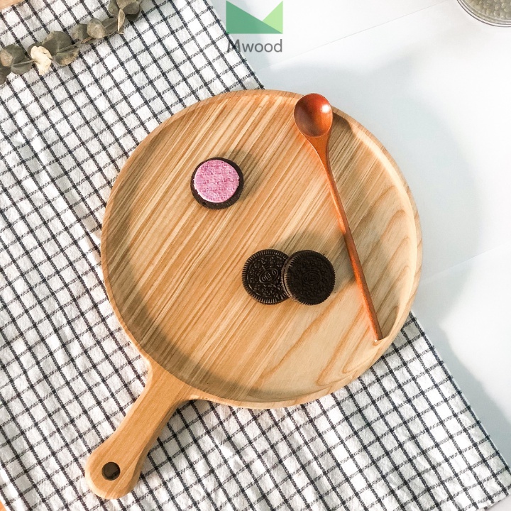 Khay gỗ tròn decor trang trí thức ăn, bánh ngọt kich thước 30x20 dày 1.5cm - Gỗ tần bì Khay gỗ tròn có tay cầm cực đẹp, chất liệu gỗ tần bì Mua Khay gỗ tần bì hình tròn có tai cầm, khay gỗ decor