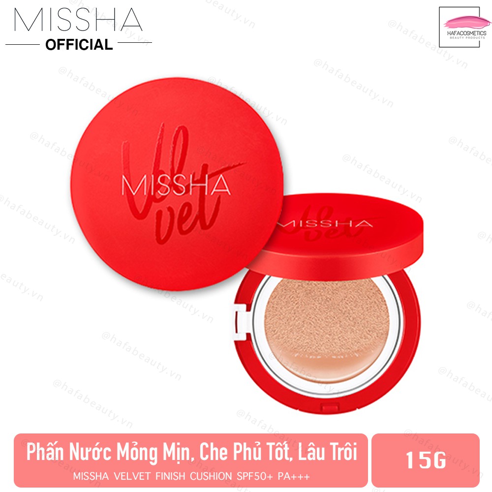 Phấn nước mỏng mịn, che phủ tốt, lâu trôi missha velvet finish cushion spf50+ pa+++