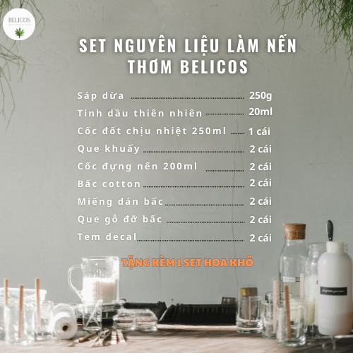 [HCM]Set nguyên liệu làm 2 ly nến thơm trang trí mùi tự chọn