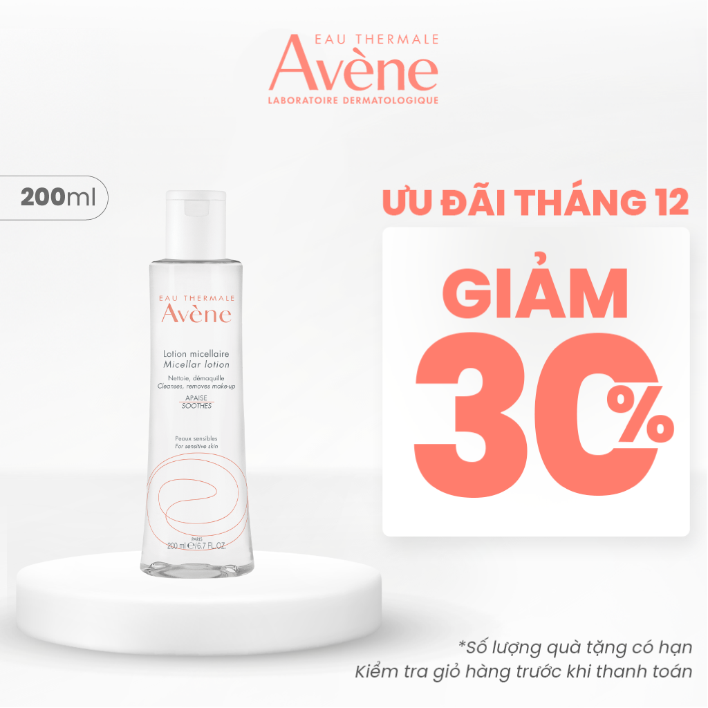 Date 12.2025 Nước tẩy trang Eau Thermale Avène ESSENTIEL Micellar Lotion Face And Eyes giúp làm sạch bụi bẩn và lớp trang điểm 200ml