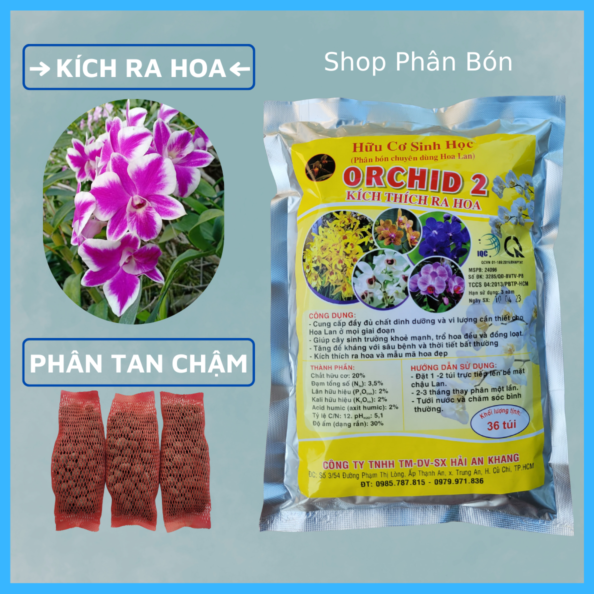 Phân bón kích thích ra hoa cho lan, cây cảnh, dưỡng cây, phân tan chậm