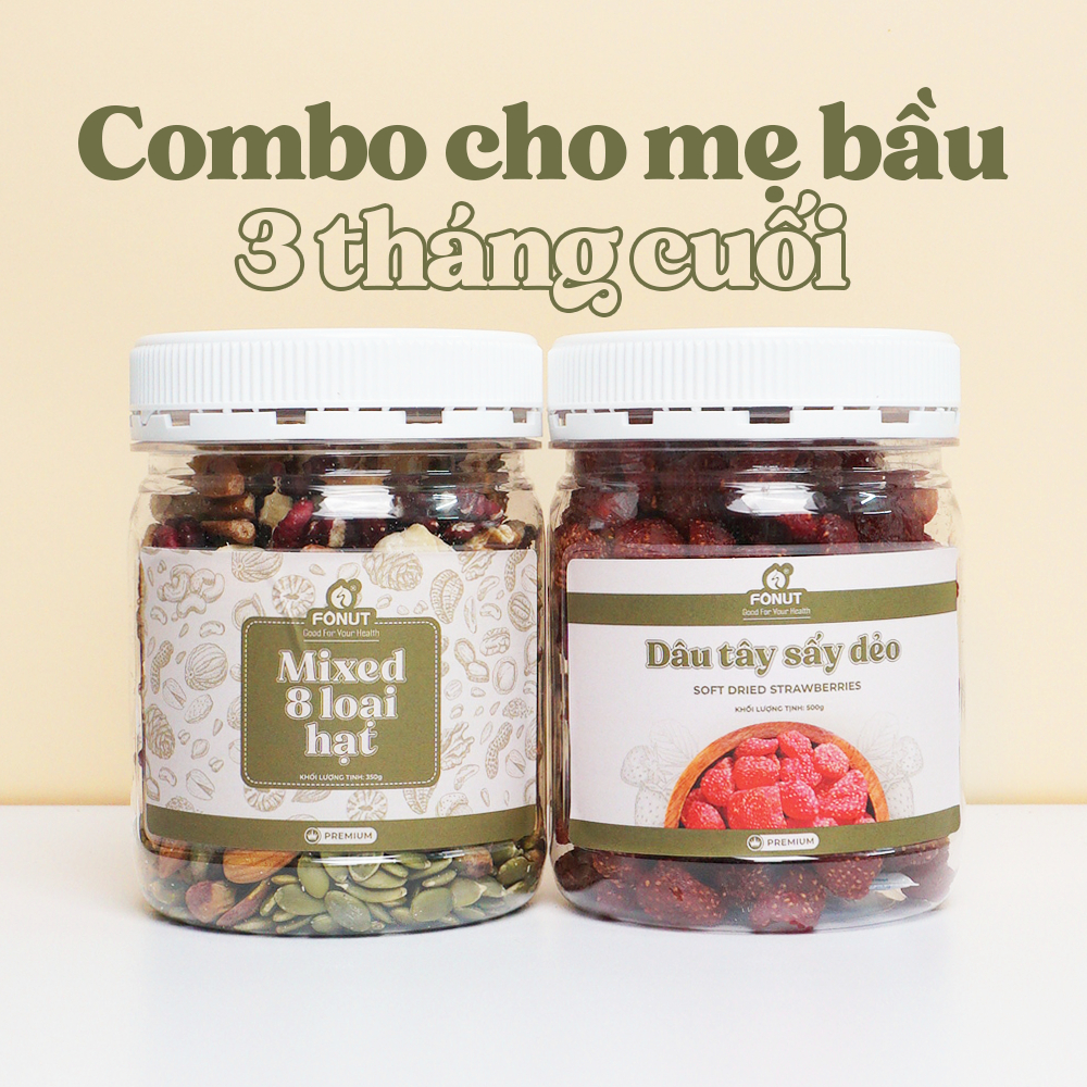 Combo ăn vặt dinh dưỡng cho mẹ bầu Fonut hũ 500g- 350g Dinh dưỡng mẹ bầu 3 tháng cuối