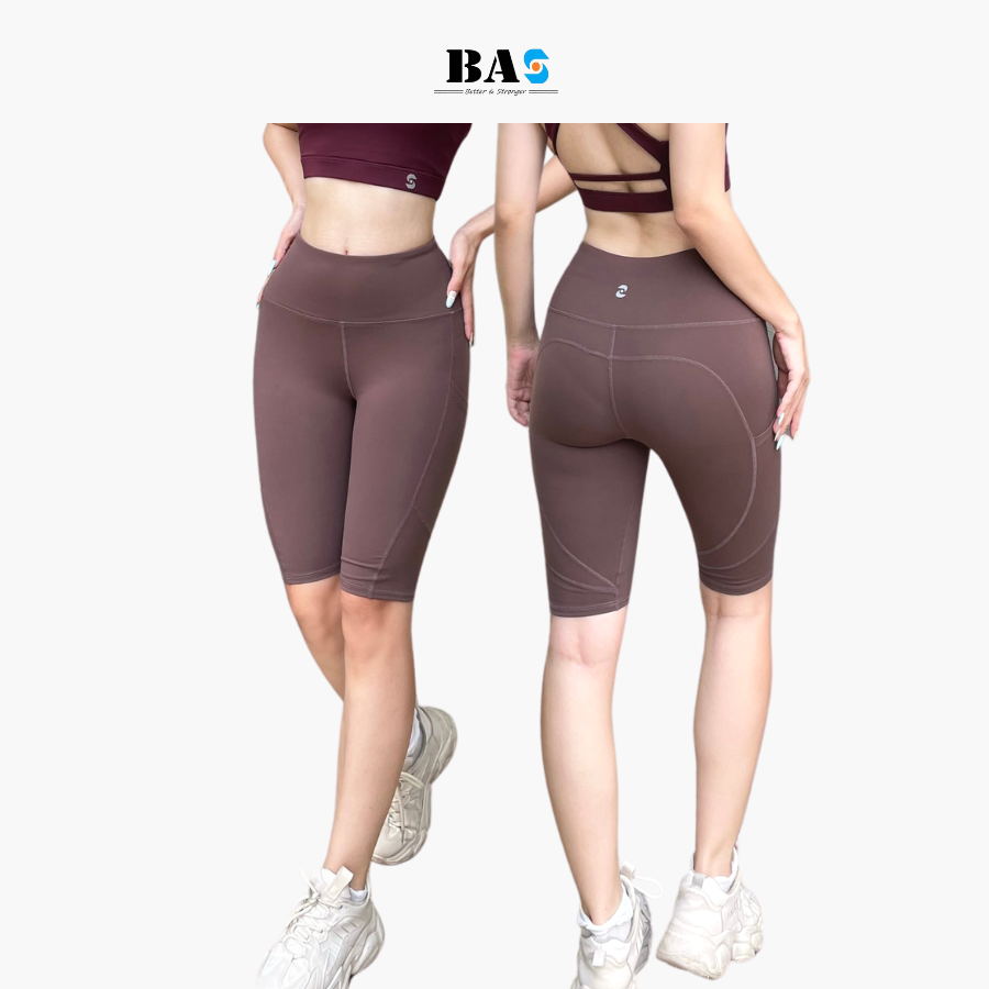 Quần biker short tập gym BAHUNG thiết kế lưng cao chất thun co giãn đa chiều - QL220830.1