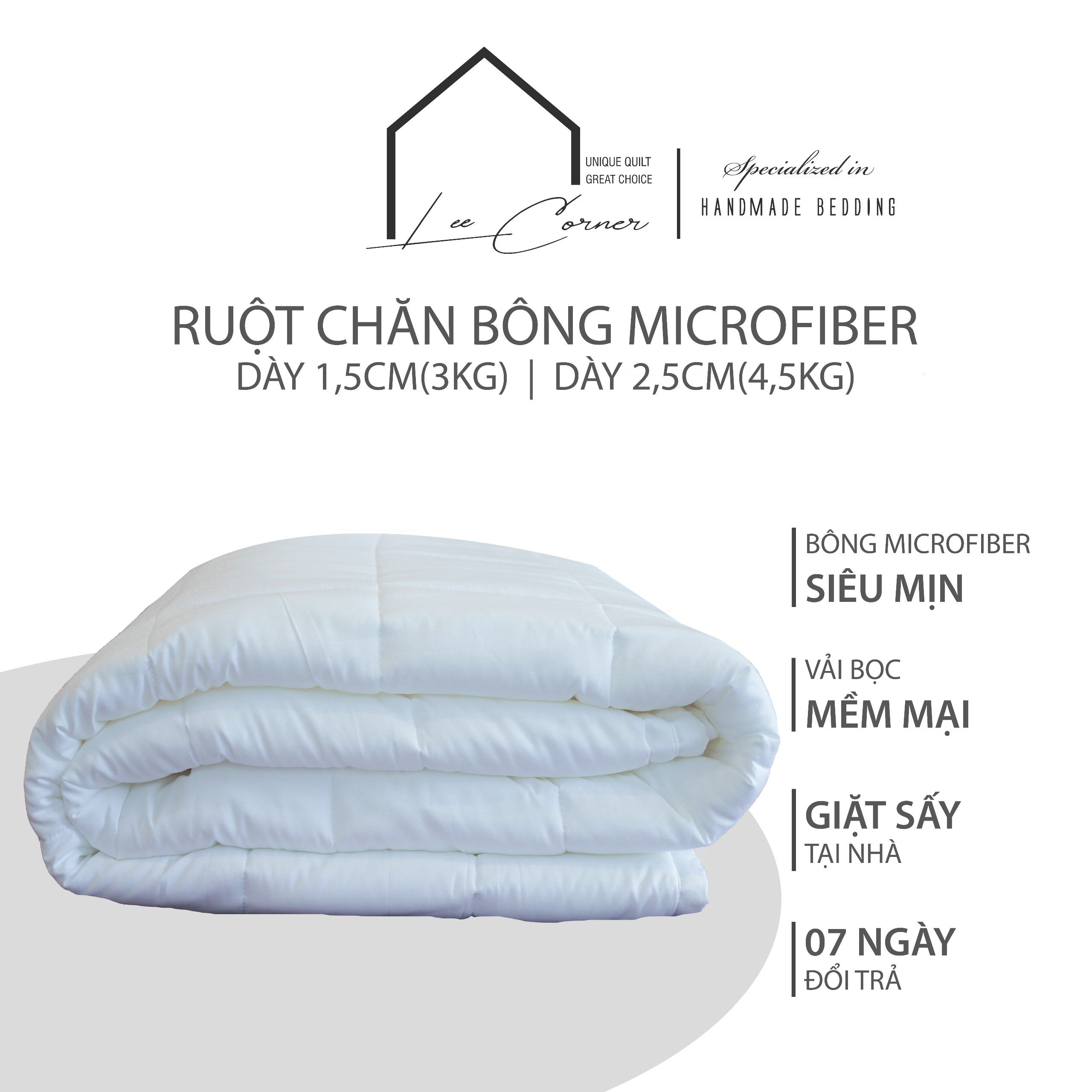 Ruột chăn bông lông vũ nhân tạo Micofiber LEE CORNER mềm nhẹ ấm áp kích thước 2x22m